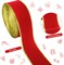 50 Yards 2.5 Inch Christmas Velvet Wired Ribbon Fabric Decorative Ribbon Gift Wrapping Ribbon for DIY Craft Christmas Holiday Bows Wreath Wedding Indoor Outdoor(Red with Gold Trim)